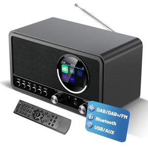 DAB Plus Radio met Bluetooth en Afstandsbediening - Keukenradio met Wekkerfunctie en Dubbel Alarm