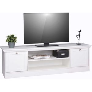 Landwood - Tv-meubel - Wit - Spaanplaat - 2 Opbergvakken
