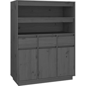 vidaXL Hoge Kast - Hoge Kasten - Houten Hoge Kast - Kast - Hoge kast 89x40x116-5 cm massief grenenhout grijs