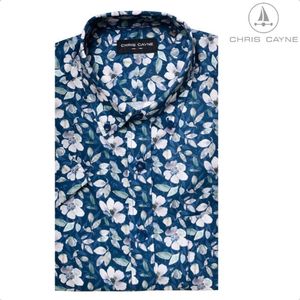 Blouse 1067 blauw bloem print KM Chris Cayne - maat XL