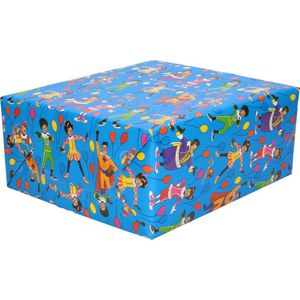 2x Rollen inpakpapier/cadeaupapier Club van Sinterklaas blauw 200 x 70 cm - Cadeaupapier/inpakpapier voor 5 december pakjesavond