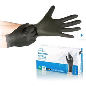 Hypoallergene Nitril Handschoenen voor Medisch en Voedselgebruik - Poedervrij, Latexvrij, Wegwerphandschoenen (L, Zwart, 100 Stuks)