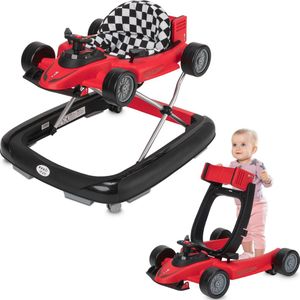 ib style® Loopstoel Babywalker - Baby Loopwagen - Looptrainer - 2-in-1 Racer - Hoogte verstelbaar - Met Geluidseffecten - Little Speedster - Rood