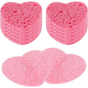 10 Stuks Hart-V gezichtssponzen - Gecompressede Sponzen voor Gezichtsreiniging en Peeling