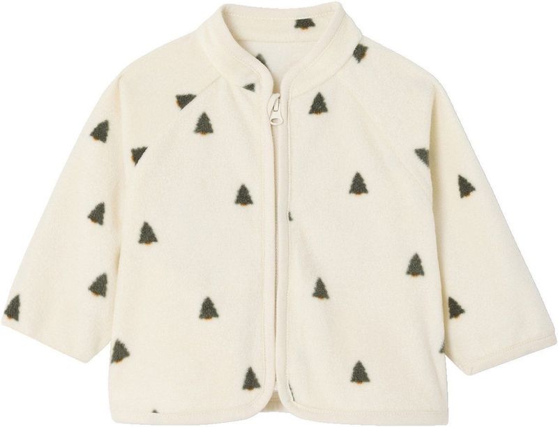 Baby - Vestje - Beige - Bedrukte Fleece - Lange Mouwen - Ritssluiting