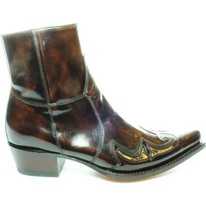 Sendra Boots 6225 Florentic Bruin Mimo Heren Cowboy Western Enkellaars Leren Zool Spitse Neus Stevige Hak Rits Sluiting Handgemaakt Echt Leer Maat 44