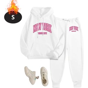 Nivard Joggingpak - Huispak - Volwassenen - Trainingspak - Comfortabel - Joggingsbroek - Tracksuit - Dames - Winter - Wit - S