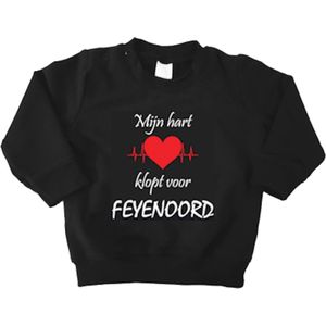 Mooie Baby Trui Sweater ""Mijn hart klopt voor FEYENOORD"" Rotterdam Zwart/wit/rood/wit Met Lange Mouwen Warm Maat 68 Unisex