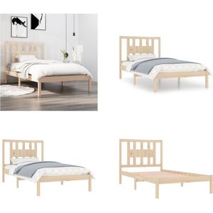 vidaXL Bedframe massief grenenhout 100x200 cm - Bedframe - Bedframes - Eenpersoonsbed - Bed