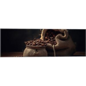 Vlag - Jutten Zak Gevuld met Koffiebonen - 60x20 cm Foto op Polyester Vlag