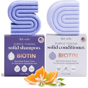 Kitsch Biotin Purple Toning Shampoo Bar & Conditioner Bar Combo Pack