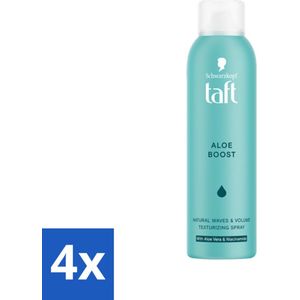 4 x Taft - Texturizing Spray - Aloe Boost - Lichtgewicht volume - 150 ml - Haarspray - Volume Spray - Texturizing Spray - Natuurlijke Golven - Aloe Vera