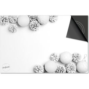 Inductie beschermer 76x51,5 - afdekplaat inductie mat - Dietrix Kookplaat beschermer - Exclusief - Feestdagen - Witte kerstballen