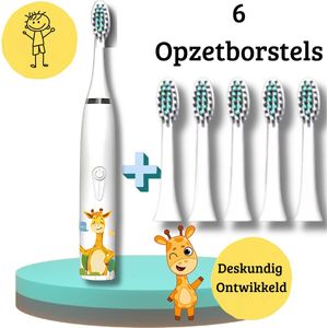 BABIVA® Premium Elektrische Tandenborstel voor Baby en Peuter 0 t/m 8 jaar - Elektrische tandenborstel Baby - Elektrische tandenborstel Kind - Sonisch tandenborstel - Gratis 6 opzetborstels - 16.000 trillingen per minuut - Wit - Zacht en Veilig