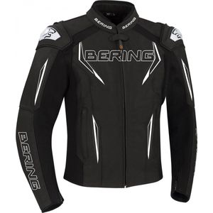 Bering Sprint-R Black White Grey Leather Motorcycle Jacket S - Maat - Jas