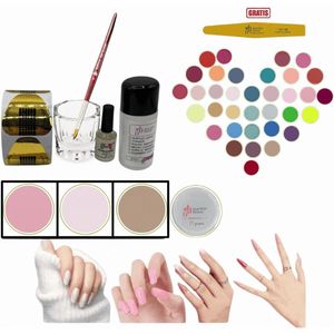 Guardian Beauty Acrylpoeder Set - 3 Kleuren - 27g - Flamingo Roze, Transparent en Nude Bruine - Met Accessoires