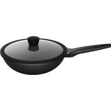 Sola Fair Cooking Wokpan Met Deksel van glas - Ø 28 cm - Aluminium Wok Pan met RVS bodem - Met Premium Antiaanbaklaag - Geschikt voor Inductie, Keramisch, Gas en Elektrisch - zwart