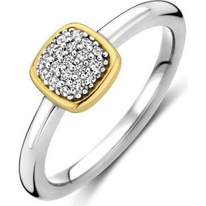 TI SENTO Dames Ring - 925 zilver - Zirkonia met geel verguld - Maat 16.50 mm / maat 52 - 12353ZY