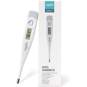 Digitale koortsthermometer voor baby's, kinderen en volwassenen, thermometer voor oraal, axillair of rectaal, waterdicht met koortsalarm, grijs