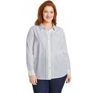 Effen overhemd met lange knoopsluiting en straskraag