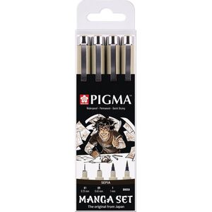 Sakura - manga set pigma micron sepia 4 stuks