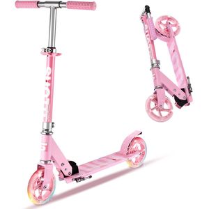 Suotu Kinderstep - 145mm Lichtgevende Wielen - Step - Speelgoed Jongens/Meisjes - Max stuurhoogte: 85 cm - tot 50 kg - Aluminium - Roze