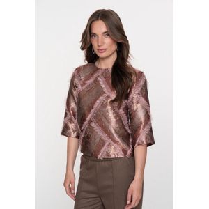 Geisha Blouse roze (Maat: S) - Metallic - Halslijn: Ronde hals,