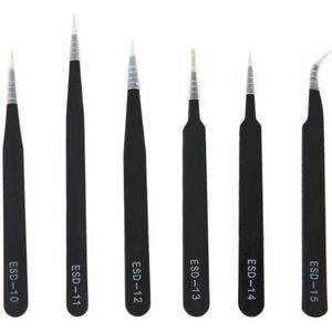 Antistatische Pincet Set - 6 Stuks - ESD-precisie-tweezerset - Roestvrij Chroom-nikkelstaal
