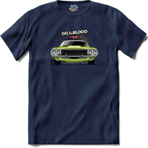 Oil In The Blood | Auto - Cars - Retro - T-Shirt - Unisex - Navy Blue - Maat 3XL