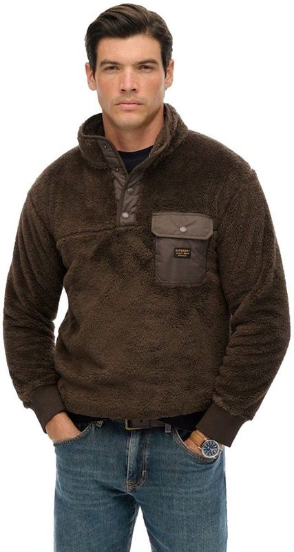 Superdry - High Pile Sweatshirt - Blauw - Met Halve Rits