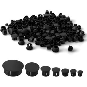 300st Kastgatpluggen - 5/6/8/10/13/19/25mm Plastic Pluggen - Rond Gat Afdekkapjes voor Schroeven - Afdekdoppen Meubelgatplug voor Vergrendelingsgatbuismeubels (zwart)