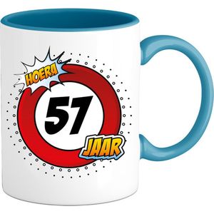 57 Jaar Verkeersbord Mok met teksts-sGrappig Verjaardag Beker Cadeaus-sBedrukte Koffie en Thee Mokkens-sZwarts-s330 ML