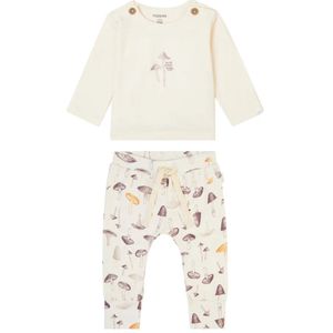 Noppies Unisex babysetje: Unisex Shirt Buttercream en broek paddestoel print maat 68