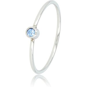 My Bendel Betekenisring zilverkleurig met sapphire steen - Fijne aanschuifring met saffier glassteen, gemaakt van mooi blijvend edelstaal - Met luxe cadeauverpakking