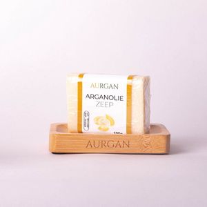 Aurgan zeephouder met zeepje - 2 in 1 set - arganolie zeep - body soap