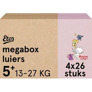 Etos Luiers - Woezel & Pip - Maat 5+ - 13 tot 27kg - Megabox - 104 stuks