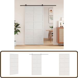vidaXL Schuifdeur - 100x208 cm - Massief Grenenhout - Wit Schuifdeur - Schuifdeuren - Schuifdeursysteem - Schuifdeurrailsysteem