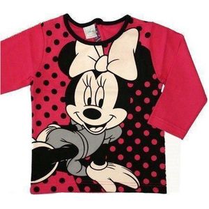 Disney - Meisjes Kleding - Minnie Mouse - Longsleeve - Roze Zwart - T-shirt met lange mouwen - Maat 80