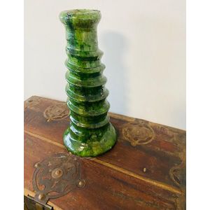 TAMEGROUTE KANDELAAR SCHROEF 31 CM Groen - Moroccan Garden - Handgemaakt - unieke kandelaar