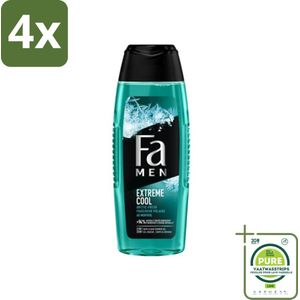 Fa Men Douchegel en Shampoo Extreme Cool 250 ml - Voordeelverpakking - 4 stuks - Douchegel - Shampoo