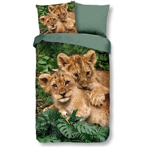 Droomtextiel Kids Lion Dekbedovertrek Leeuwen Leeuw Groen 140x200/220cm - 100% Zacht Katoen