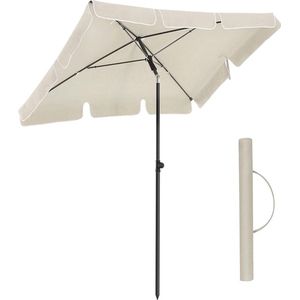Parasol - Tuinparasol - Stokparasol - Vierkant - Kantelbaar - Verstelbaar - Met draagtas - 180 x 125 cm - Beige