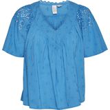 Vero Moda T-shirt Vmkaffa S/s V-neck Top Wvn Btq 10309014 Ibiza Blue Dames Maat - XS