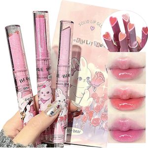 Jelly Lipstick cadeauset, getinte hartvorm, lipgloss, spiegelhydraterende Jelly Love lippenstick, hydraterende getinte lippenbalsem, levendige kleur, glanzende lipmake-up voor meisjes
