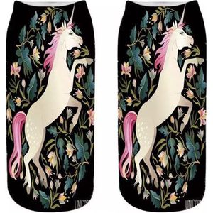 Eenhoorn enkelsokken - Cartoon style - Unisex - Maat 36-41