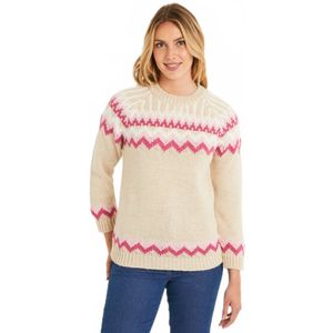 Zachte jacquard raglan trui met ronde hals