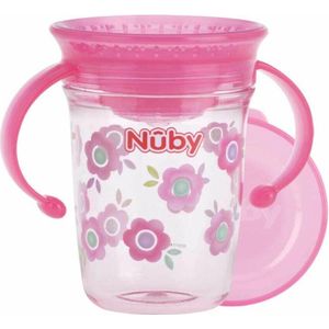 Nuby - Drinkbeker - 360° Wonder cup met handvatten in Tritan™ - Roze - 240ml - 6+ maanden