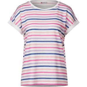 Street One small multicolor stripe Dames T-shirt - off white - Maat 46