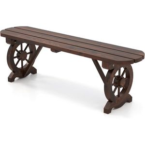 Rustieke Houten Tuinbank – 2-Zits Bank zonder Rugleuning, Weerbestendig, 120 cm, tot 322 kg Belastbaar