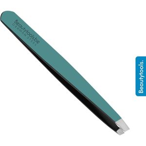 BeautyTools Epileerpincet PRECISION - Pincet met Schuine Bek Voor Wenkbrauwen - Ocean Green - Tweezers (9.5 cm) - (BT-1963)